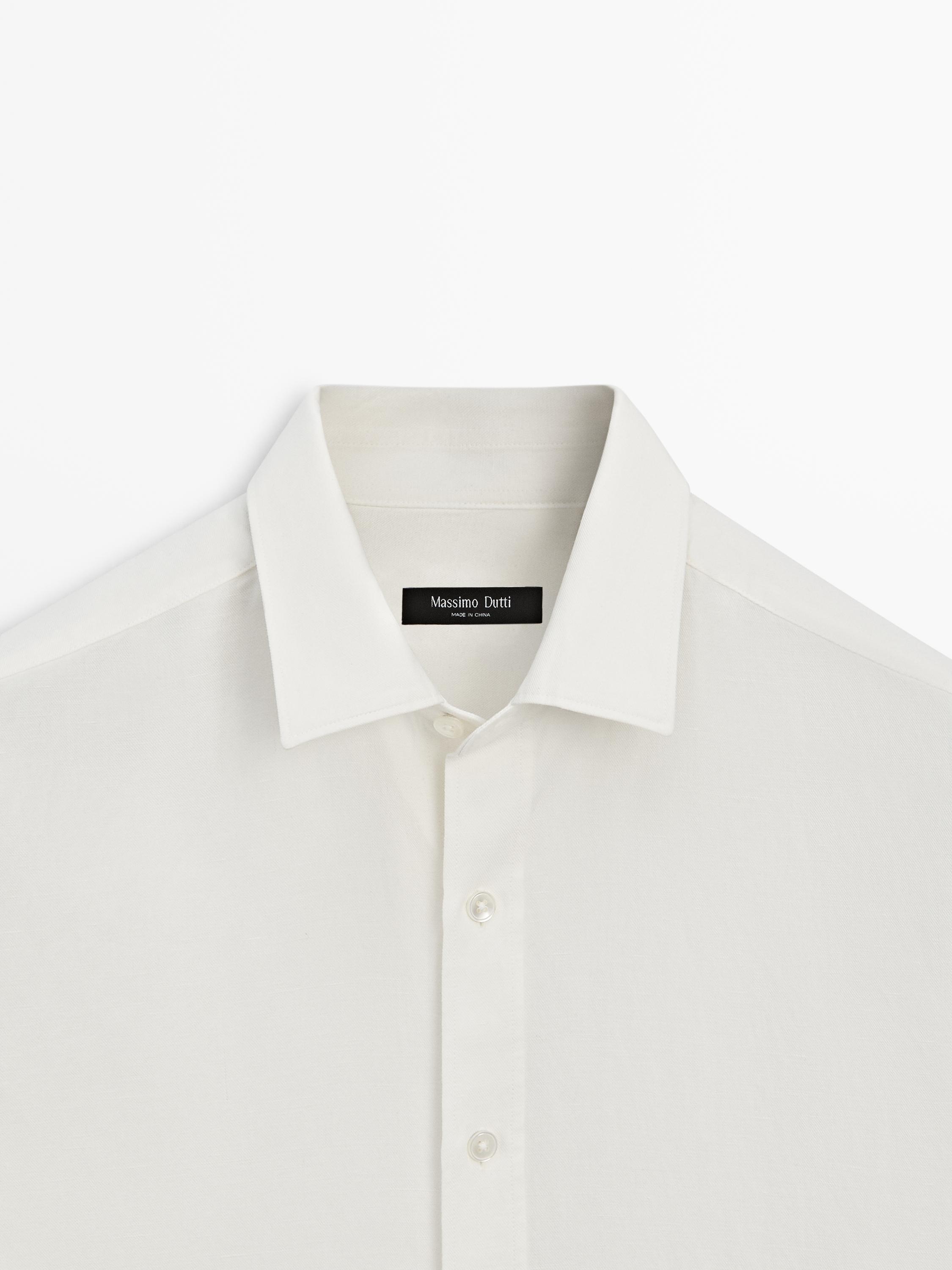 Chemise regular fit en lin mélangé